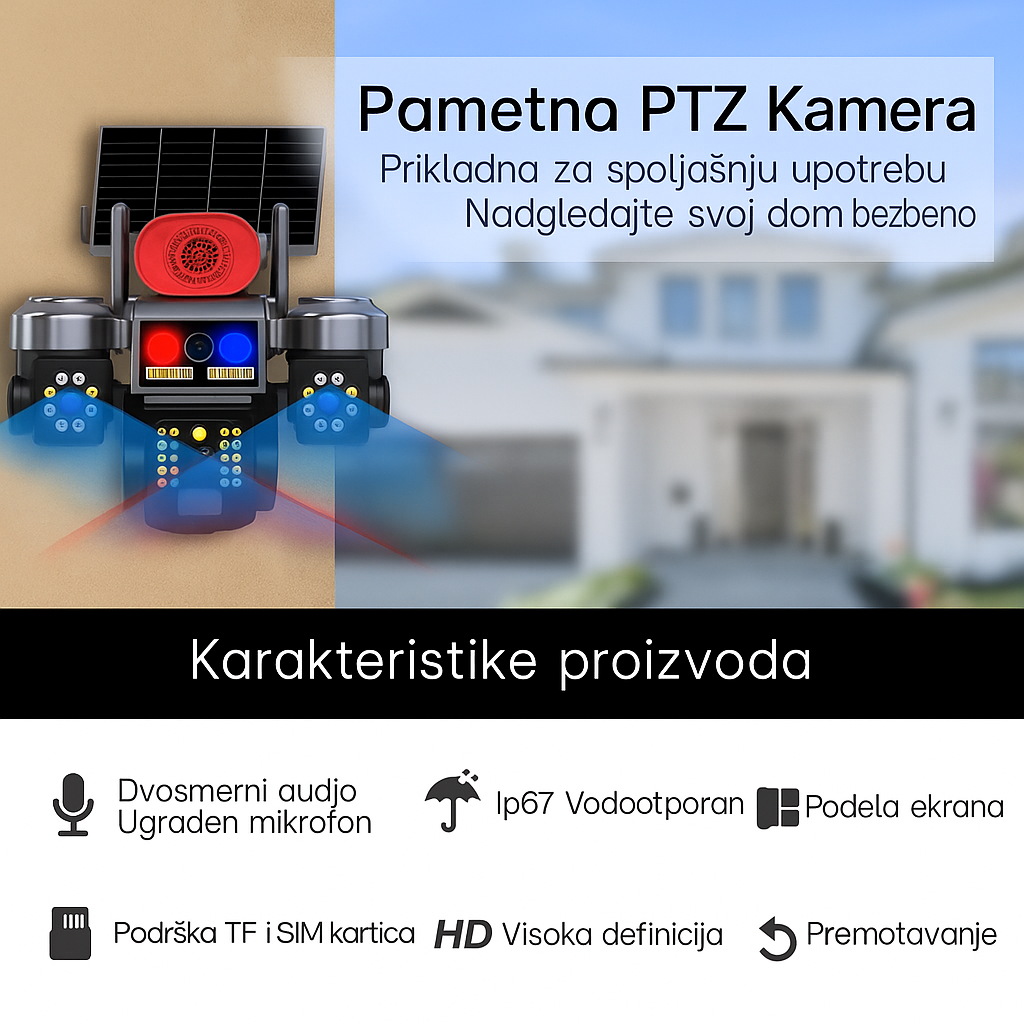 Solarna PTZ Kamera sa tri sočiva