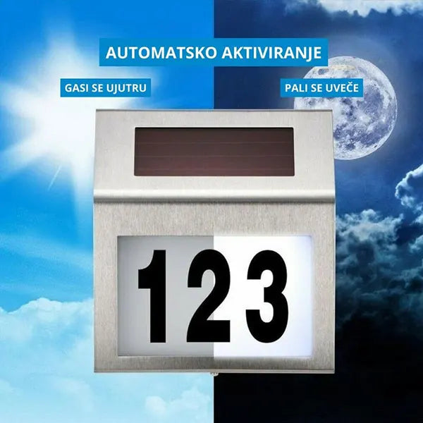 Solarni svetleći kućni broj i led lampa
