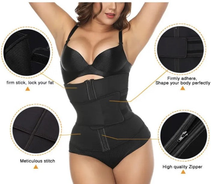 Crni Steznik za Mršavljenje sa Dvostrukim Trakama za Zatezanje