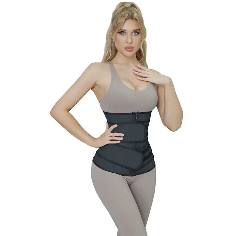 Crni Steznik za Mršavljenje sa Dvostrukim Trakama za Zatezanje